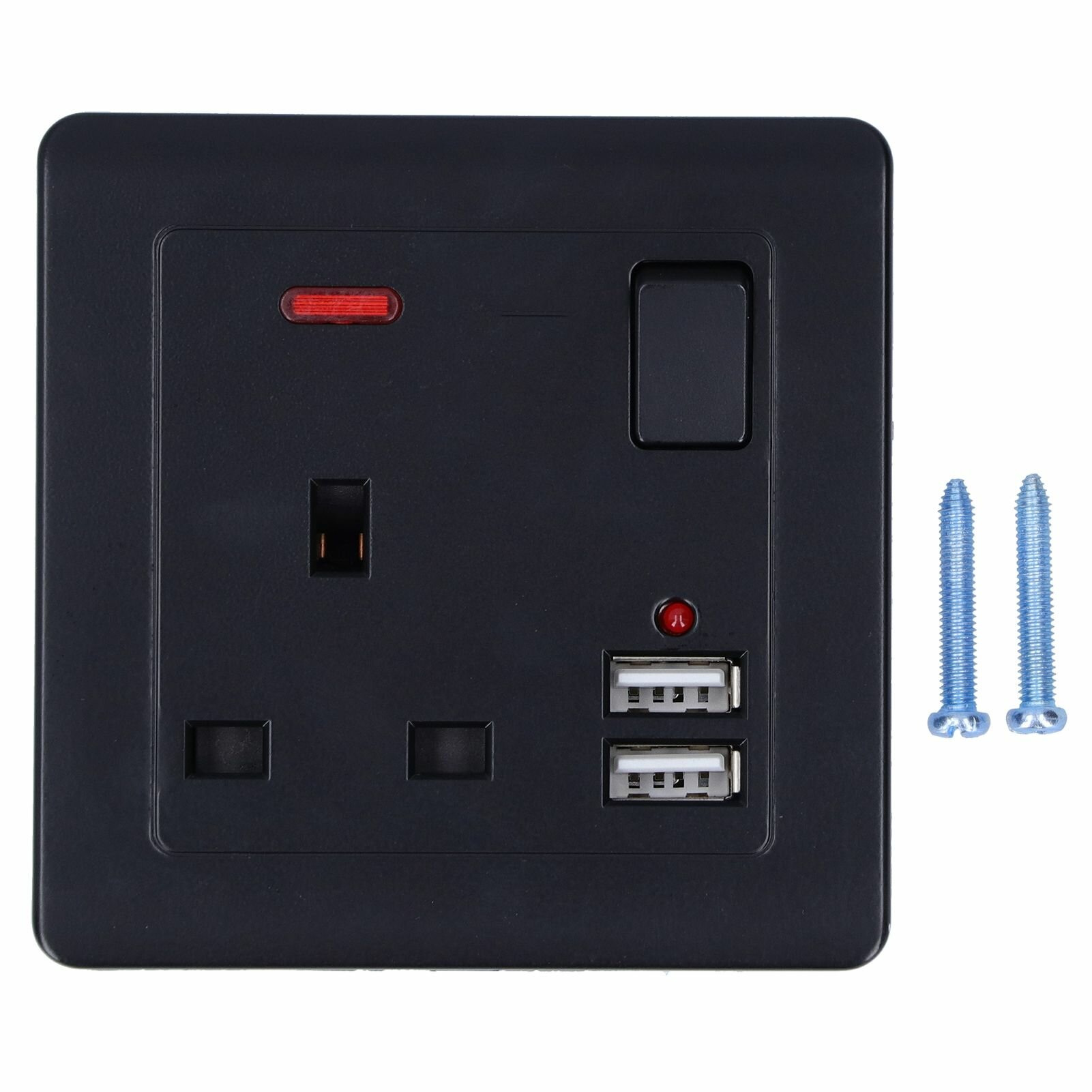 Многофункциональная настенная розетка с 2 портами USB 13А для домашнего офиса, вилка Великобритании, 250 В, черная