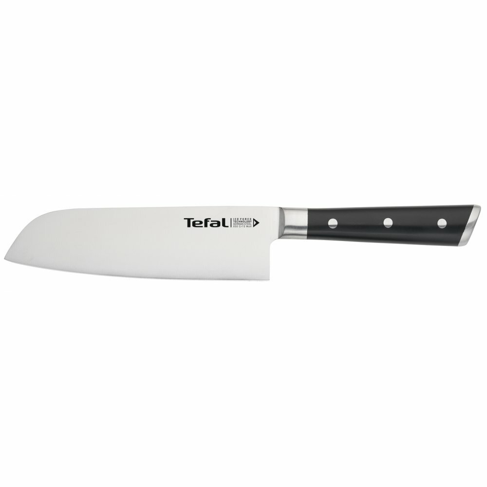 Нож Tefal K2321114, сталь, сантоку, черный, компактный, 16,5 см