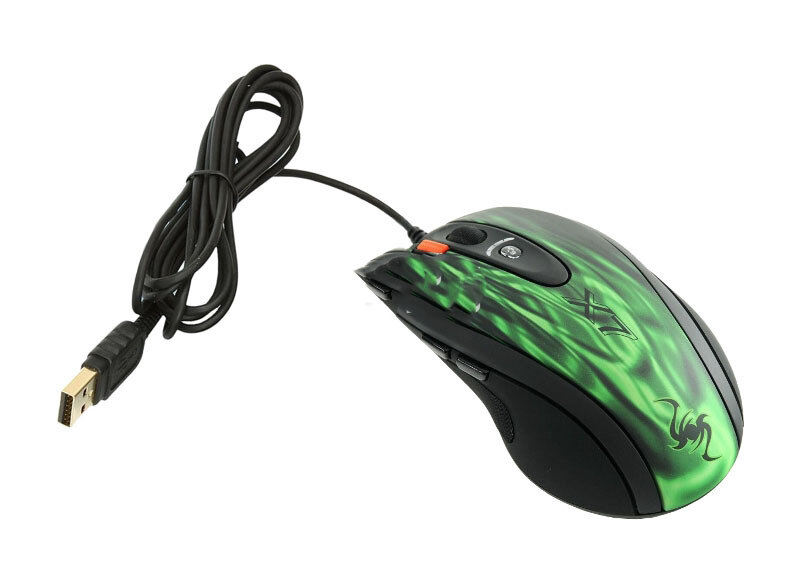 Мышь A4Tech XL-750BK USB Green Fire