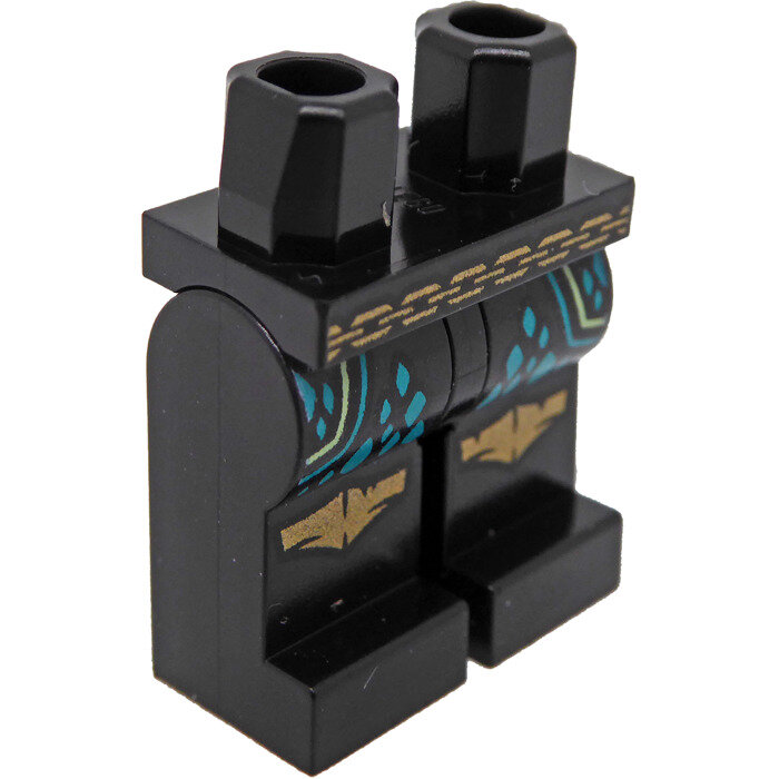 Hips and Legs with Gold Chain Belt and Knee Pads, Dark Turquoise Scales Pattern, 970c00pb1224 Black U