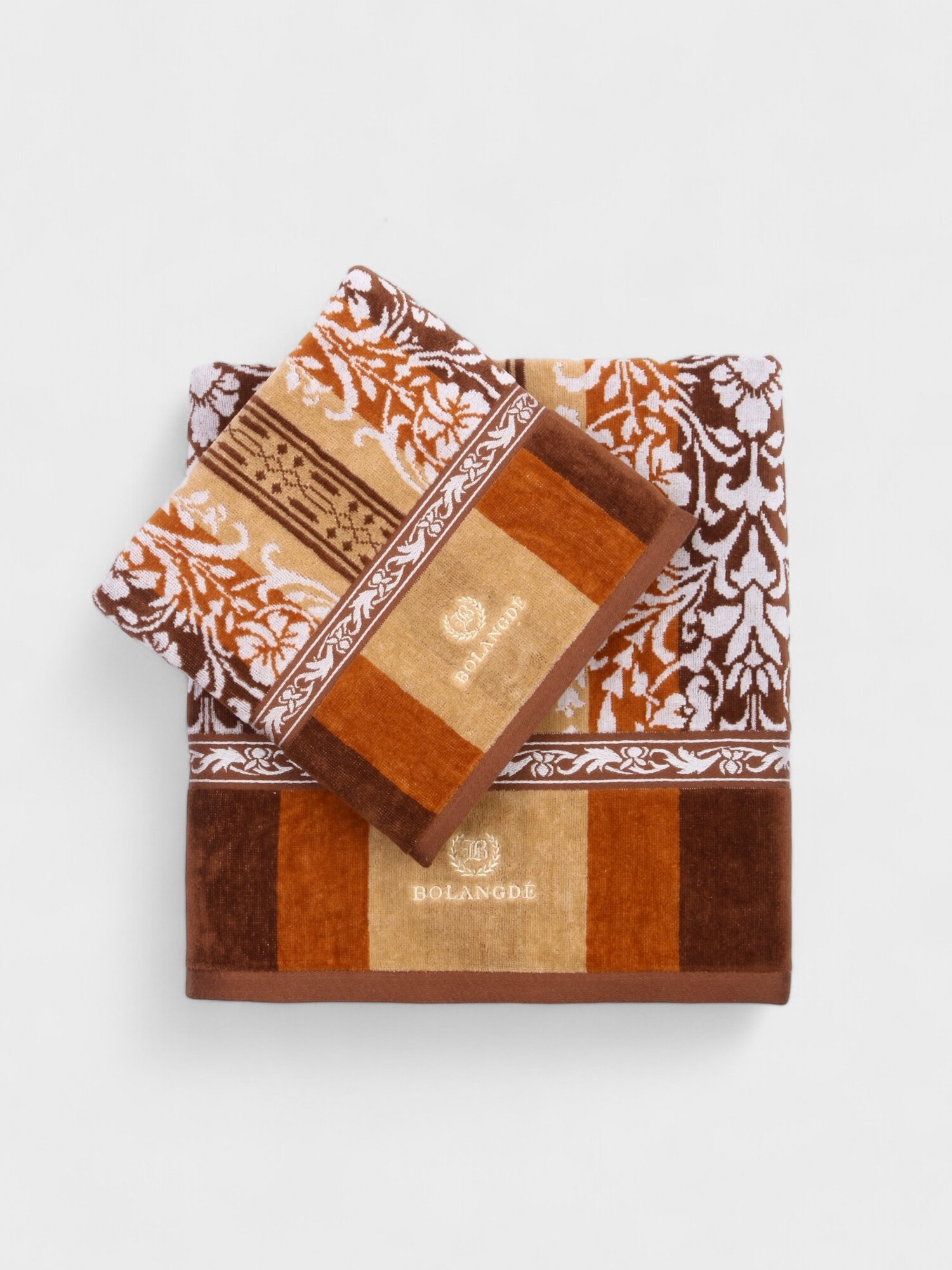 Набор полотенец Bolangde "Арабеска", для ванны и душа, 50 х 90 см, 70 х 140 см, хлопок, коричневый