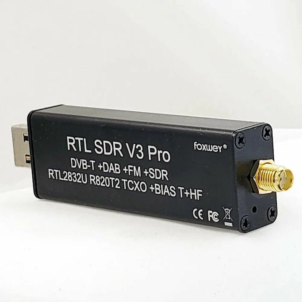 Широкополосный USB радиоприемник RTL-SDR V3 PRO радиосканер с телескопической антенной в комплекте