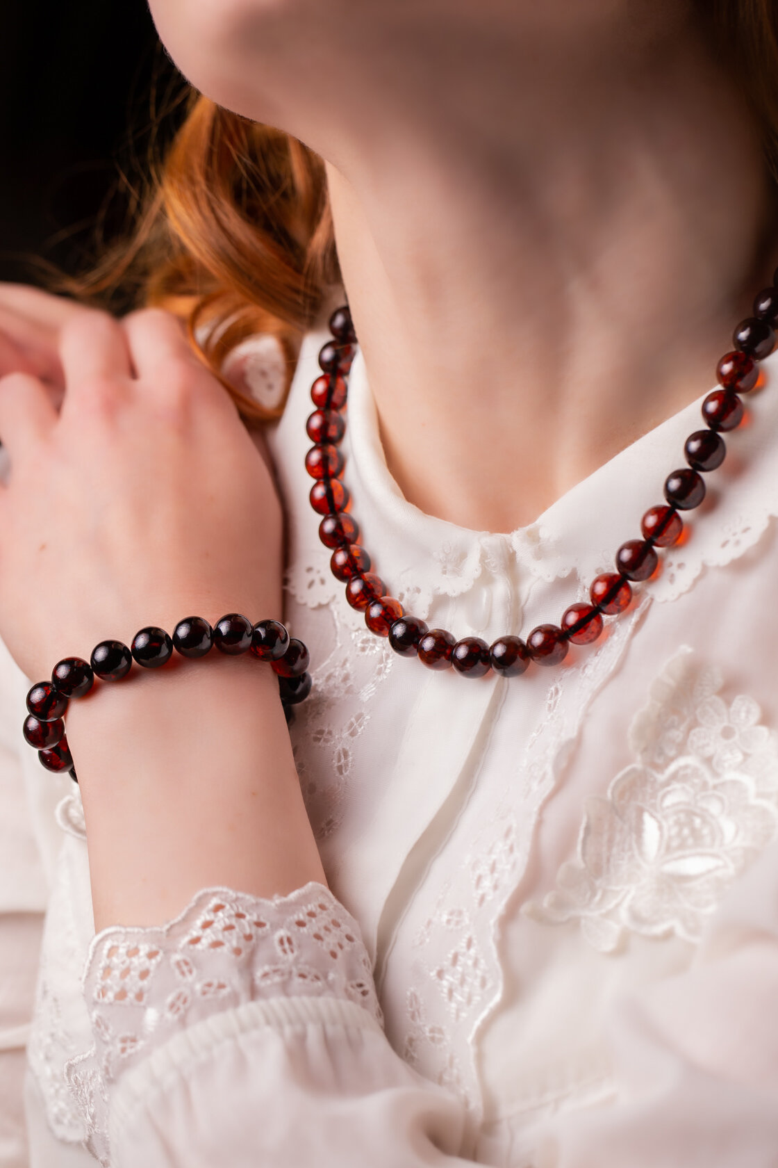 Бусы GEORG ART, янтарь, янтарь прессованный, длина 50 см, коньячный — фото 1