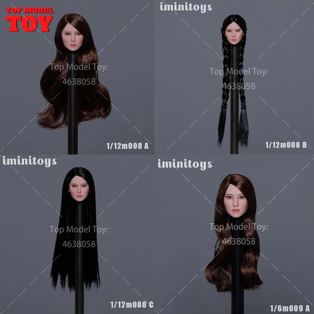 Фигурки головы IminiToys 1/6 1/12 для кукол, M008A, Женский