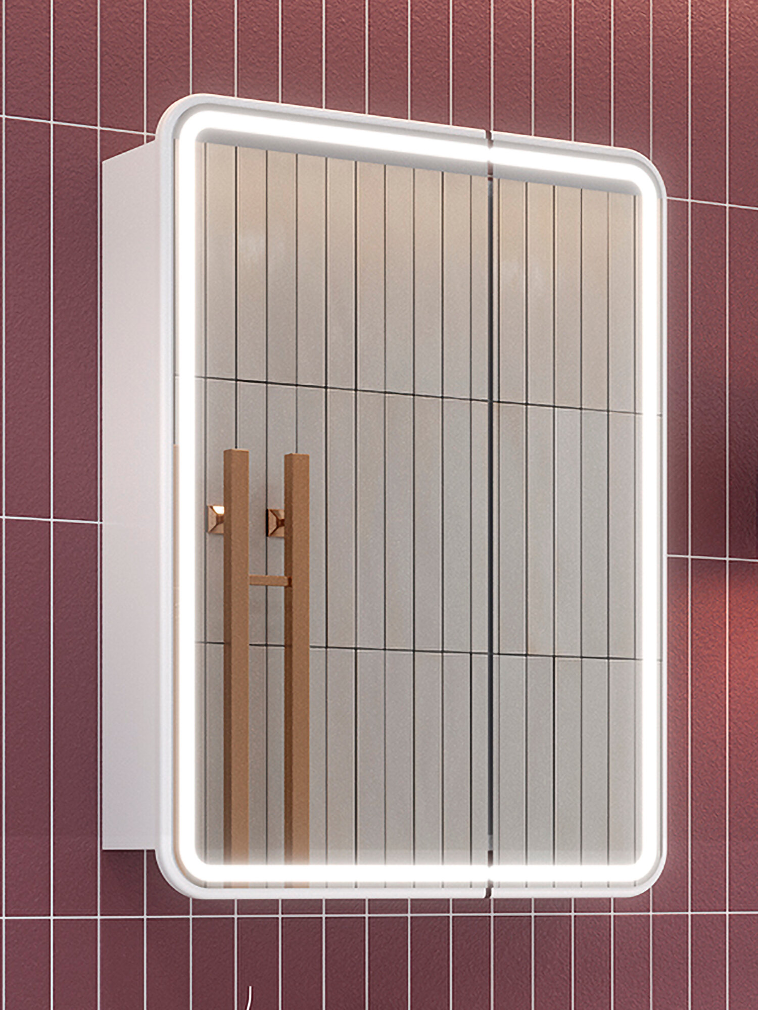 Зеркальный шкаф в ванную ASTI 60 с LED подсветкой / AQUA DE MARCO