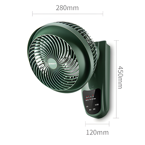 Настенный вентилятор поворотный, мощность 45 Вт, с пультом д/у, зеленый