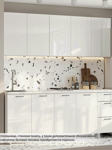 Изображение товара ARNIKA Кухонный гарнитур "Мечта" без столешницы, 2м, белый/белый глянец (бруно)