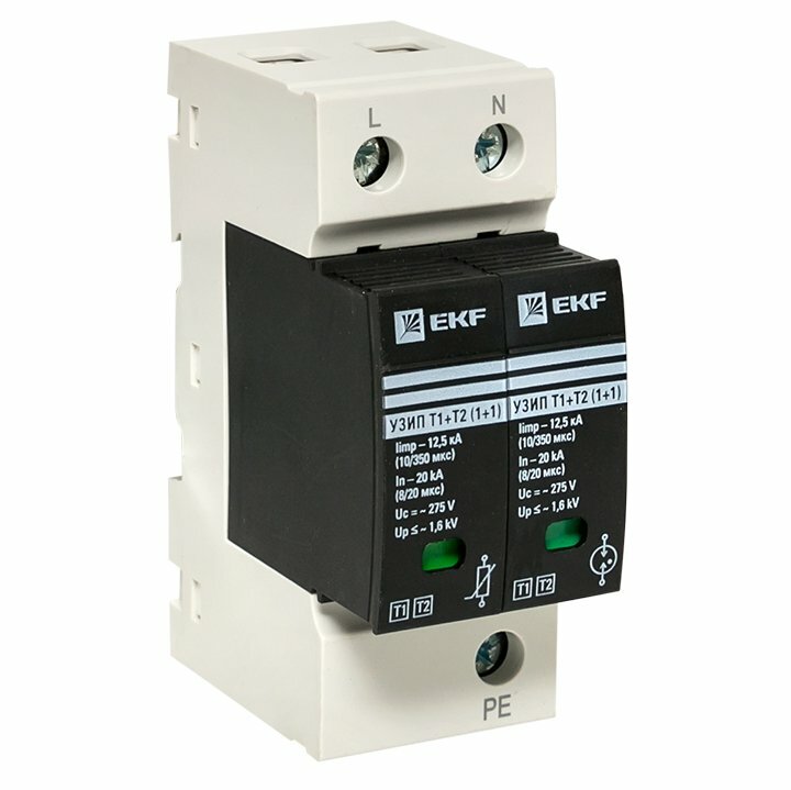 EKF Устройство защиты от импульсных перенапряжений Т1+Т2 Iimp-12,5kA In-20kA Uc-275В 1+1, OV12-11-505