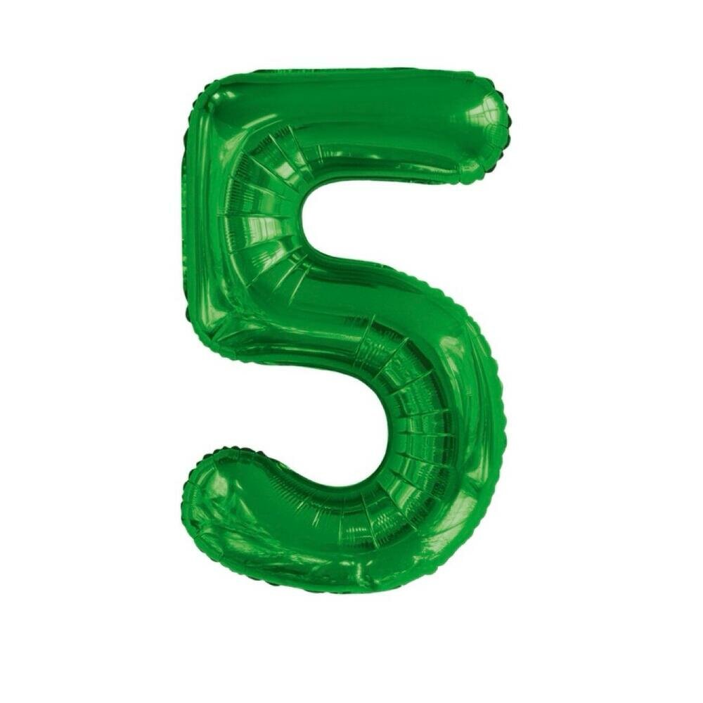 Воздушный Шар  40 102 см  Цифра  5  Slim  Зеленый  1 шт  в уп 