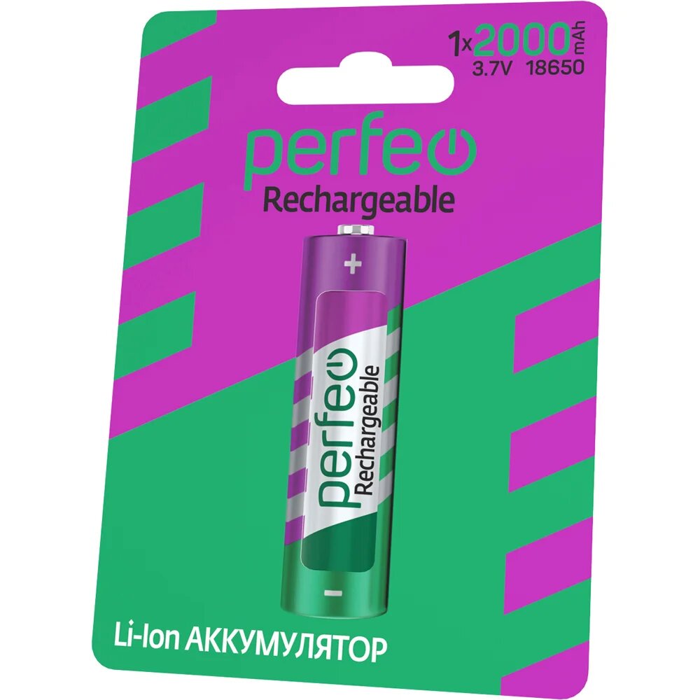Аккумулятор Perfeo, Li-Ion, типоразмер 18650, 2200 mAh, 3.7 V, блистер — фото 1