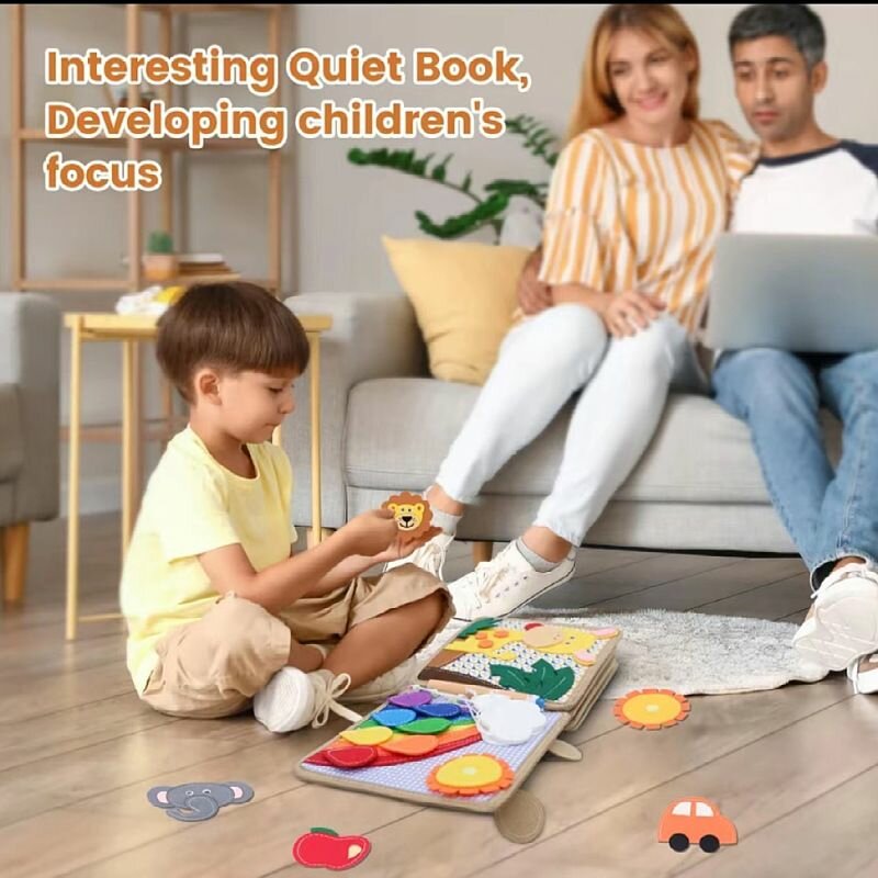 Картинки Развивающая книжка-игрушка из фетра, книжка из фетра, Игрушка Монтессори для детей 1-3 года