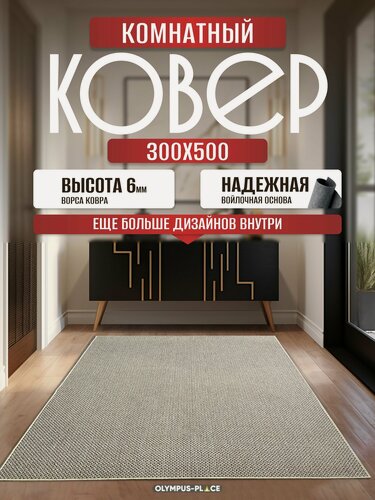 Изображение товара Ковер на пол безворсовый комнатный, 300 на 500; 3,0x5,0