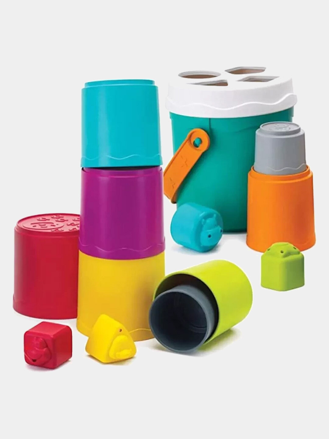 Набор Infantino 3-в-1, пирамидка, волчок, сортер — фото 1