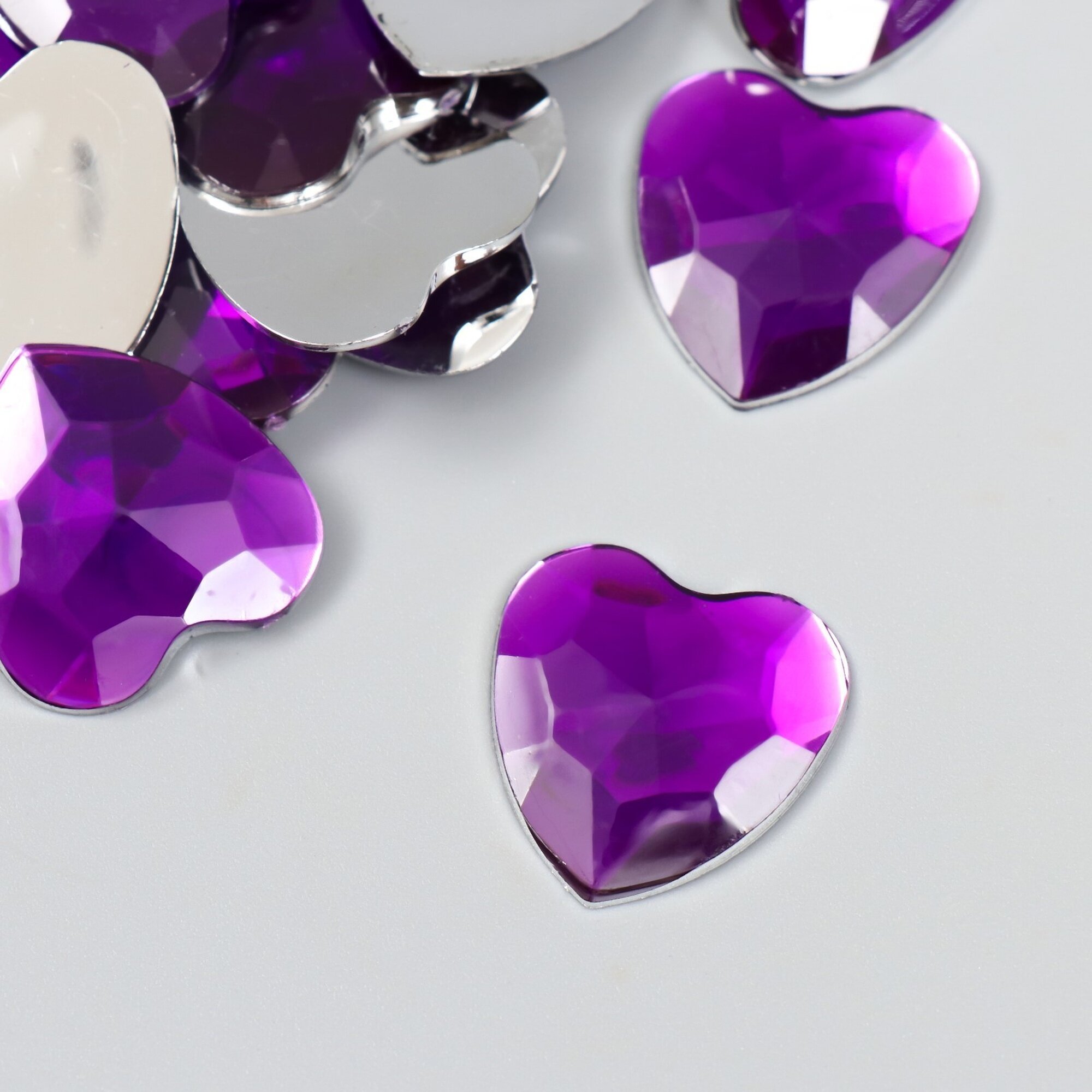 Декоративные элементы для творчества «Арт Узор. Стразы сердце. Тёмно-фиолетовый» набор 30 шт пластик 2.5×2.5 см