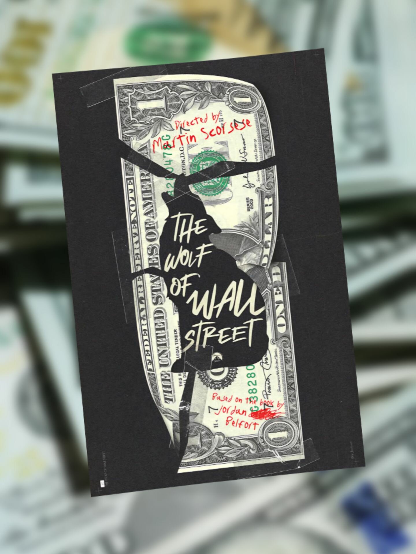 Постер "Волк с Уолл-Стрит" в стиле pinterest, формат А3, 297 х 420 мм, глянцевый