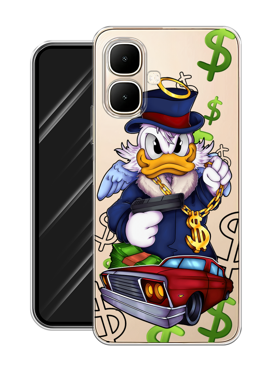 Чехол на Infinix Smart 10 / Инфиникс Смарт 10 с принтом Scrooge McDuck with a Gold Chain, прозрачный — фото 1