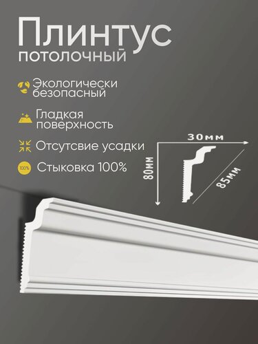 Изображение товара Плинтус потолочный 18 шт GLANZEPOL 200 см пенополистирол, белый GPX3