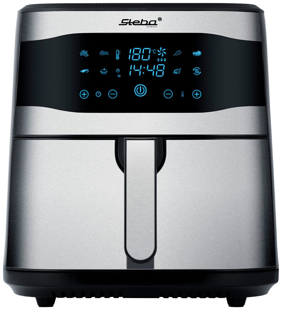 Аэрофритюрница "Steba" HF 8000, электронное управление, 8 программ, таймер, серебристо-черная