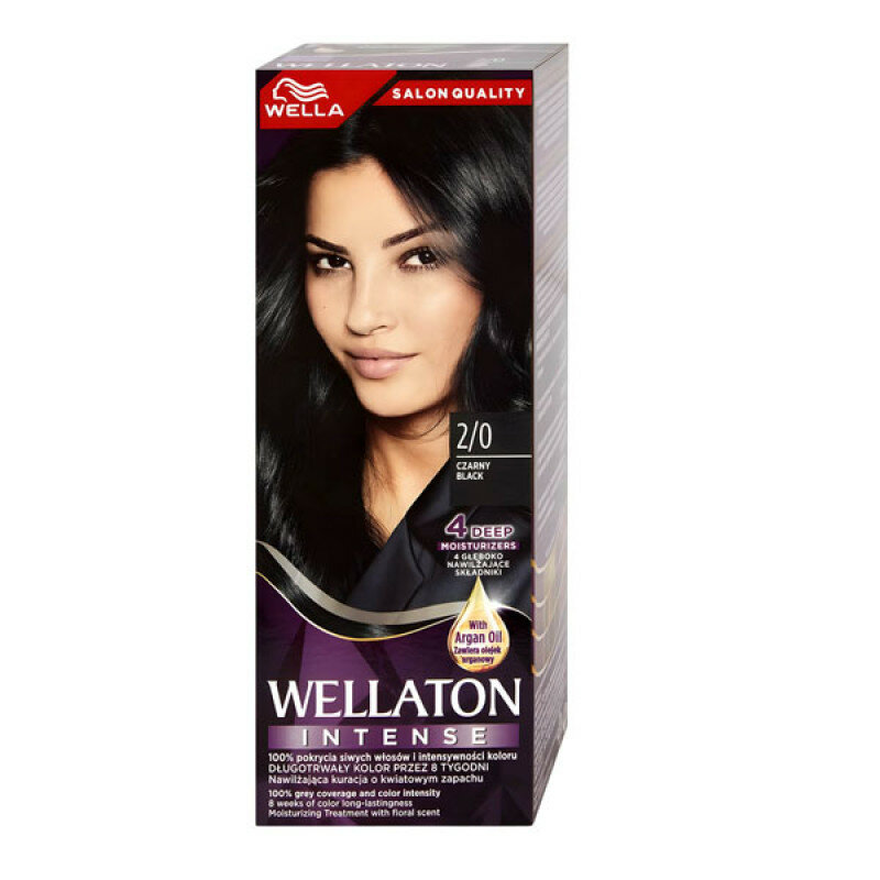 Wellaton Крем-краска 2/0, черный, стойкая, 110мл, для волос, с витаминами.