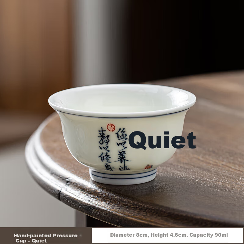 Simetang Hand-painted Ceramic Master Cup Tea Cup with Handle Water Cup Kung Fu Tea Set Thin-walled Tea Tasting Cup Gift Birthday Gift