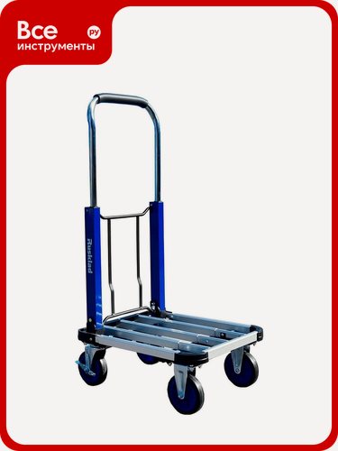 Изображение товара Синяя складная профессиональная платформенная тележка с литой резиновой колесной системой, удобная в эксплуатации