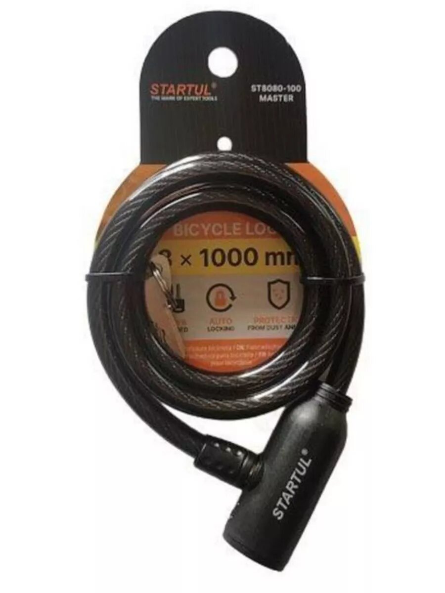 Замок тросовый велосипедный STARTUL Master (ST8080-100)