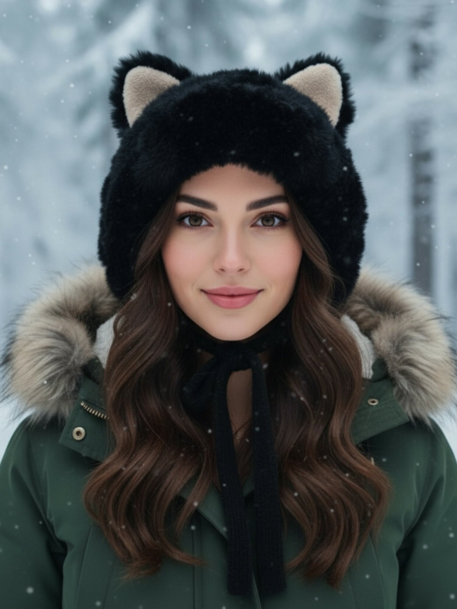 Шапка МАМА В ТЕМЕ шапка с ушками для женщин, размер 55/58, черный — фото 1