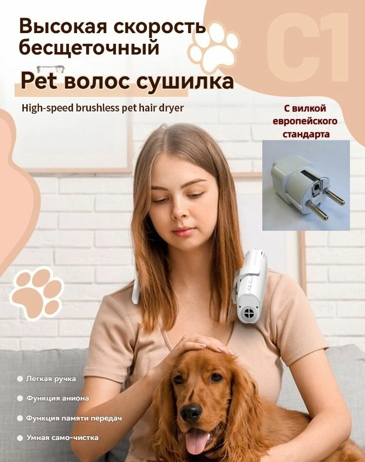 2026 Фен для питомцев(на шейном держателе) / С вилкой европейского стандарта