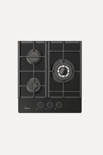 Изображение товара Варочная панель Midea MG449TGB, газовая, чугунные решетки, 3 конфорки, газ контроль, чёрная