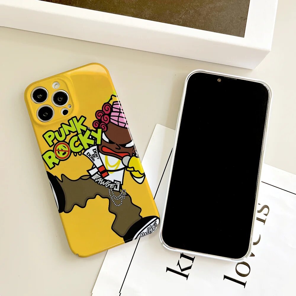 Чехол для iPhone 16 Plus Punk Rocky, желтый, глянцевый