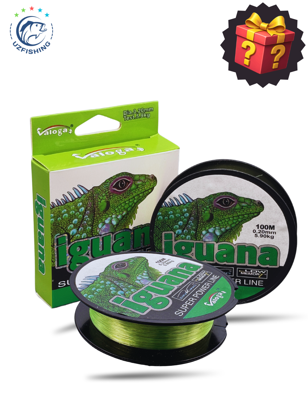 Леска рыболовная Valoga Iguana Sinking 100м, тонущая, суперпрочная, ярко-зеленая