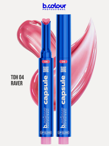 Изображение товара B.COLOUR PROFESSIONAL Блеск для губ бальзам розовый увлажняющий CAPSULE 04 Raver