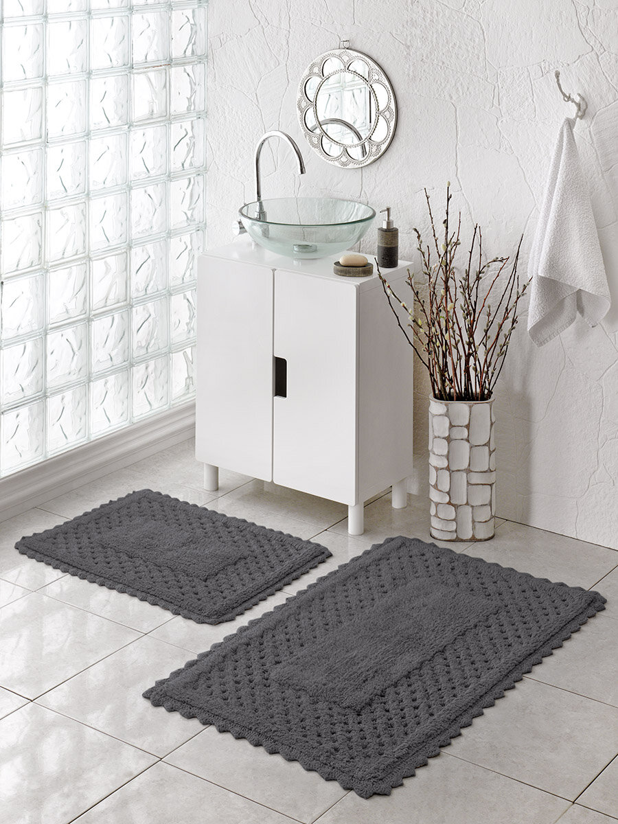Набор ковриков для ванной "KARNA" MARIA 50x70+60x100 см, темно-серый — фото 1