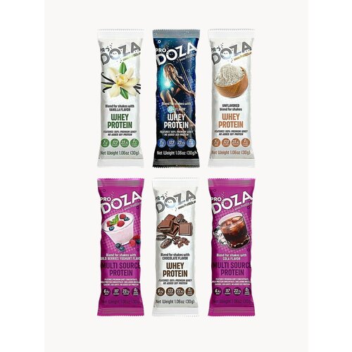 Протеиновый коктейль ProDOZA Whey Protein Cocktail Mix, 6 шт. по 30 г.