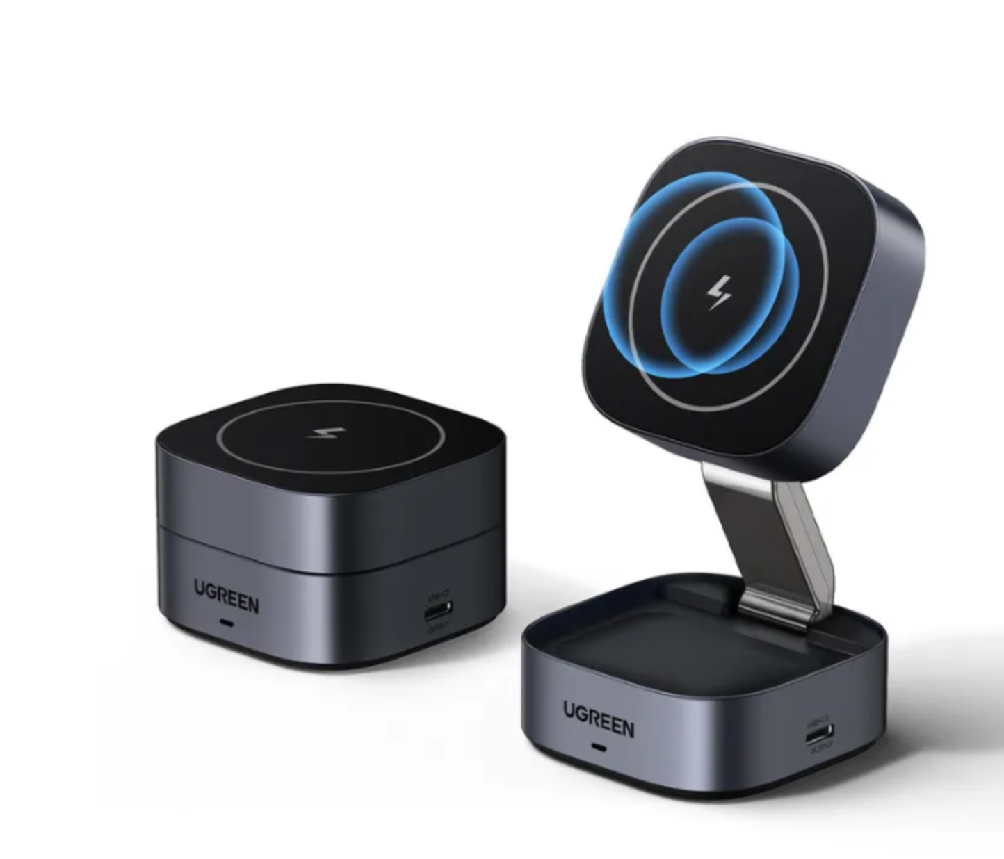 Беспроводное зарядное устройство UGREEN W526 (35278) 2in1 Magnetic Wireless Charger Серый