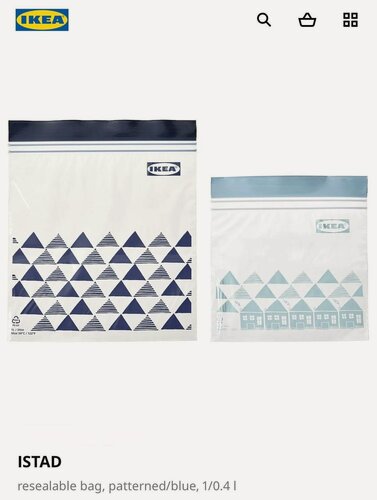 Изображение товара Пакеты IKEA ISTAD, многоразовый пакет zip-lock, для заморозки и хранения 0,4л/1л