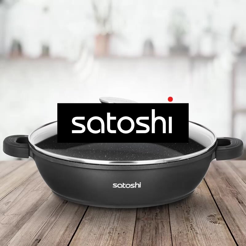 Сотейник 28 см Satoshi Лион с крышкой, с антипригарным покрытием, объем 3,8 л, индукция — фото 1