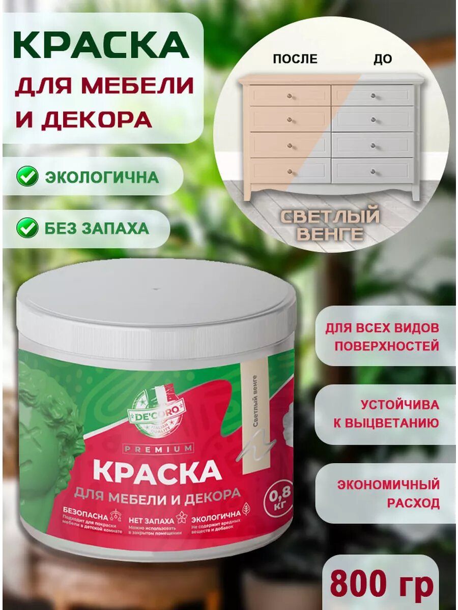 Краска для мебели и декора, светлый венге