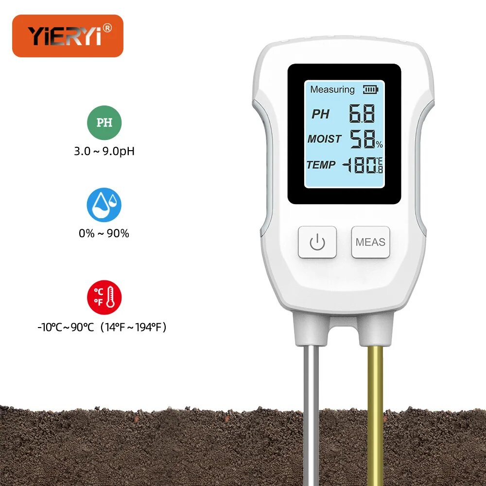 Цифровой измеритель pH почвы Yieryi 3 в 1, 3 in 1 Soil Tester