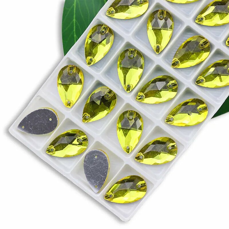 Стразы каплевидные стеклянные 72шт Citrine 11x18mm 28pcs
