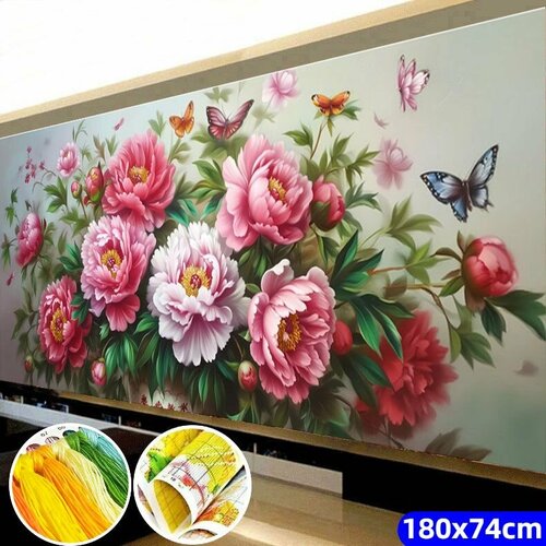 Набор для вышивания крестом вышивка крестиком Пион 11CT 180x74cm полная зашивка без подрамника без рамки 3514₽