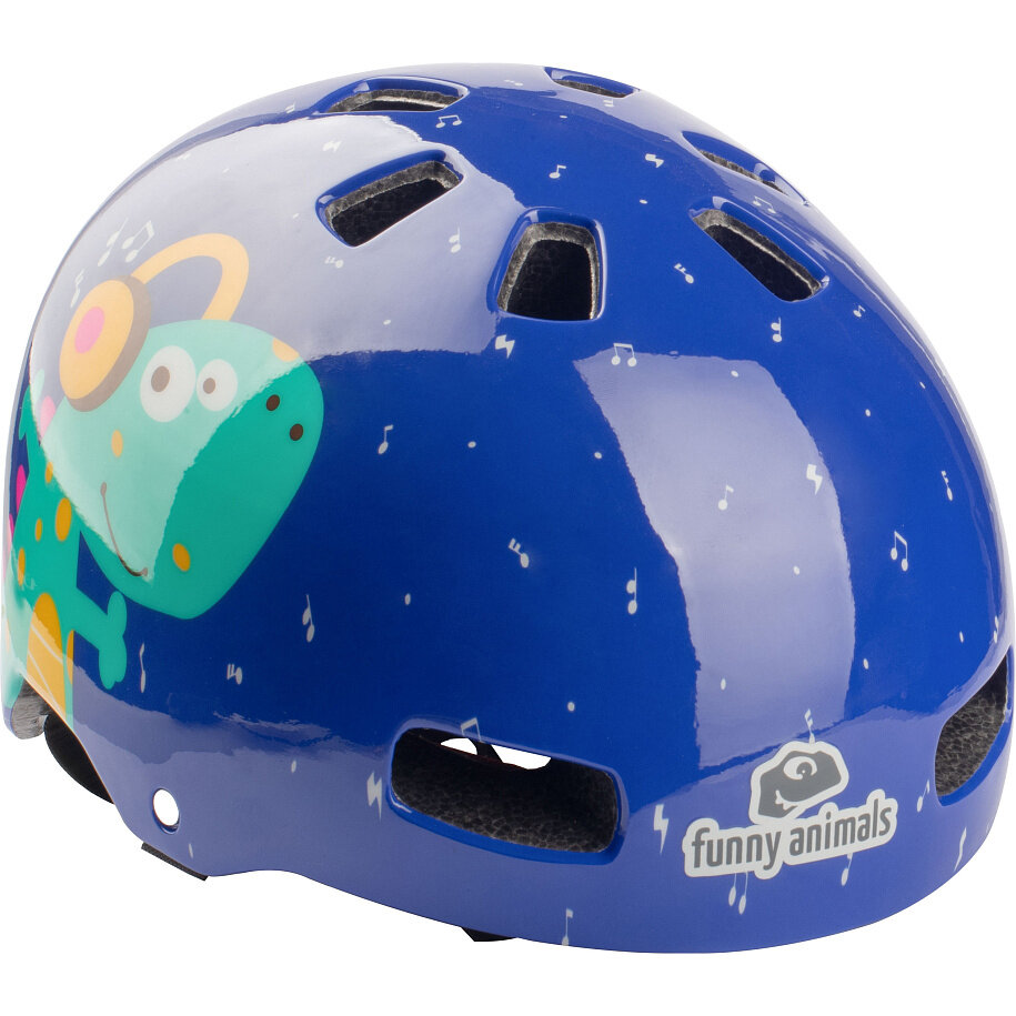 Защитный детский шлем для велосипеда/для роликов Funny Animals Dino Blue, размер 51-55 cм
