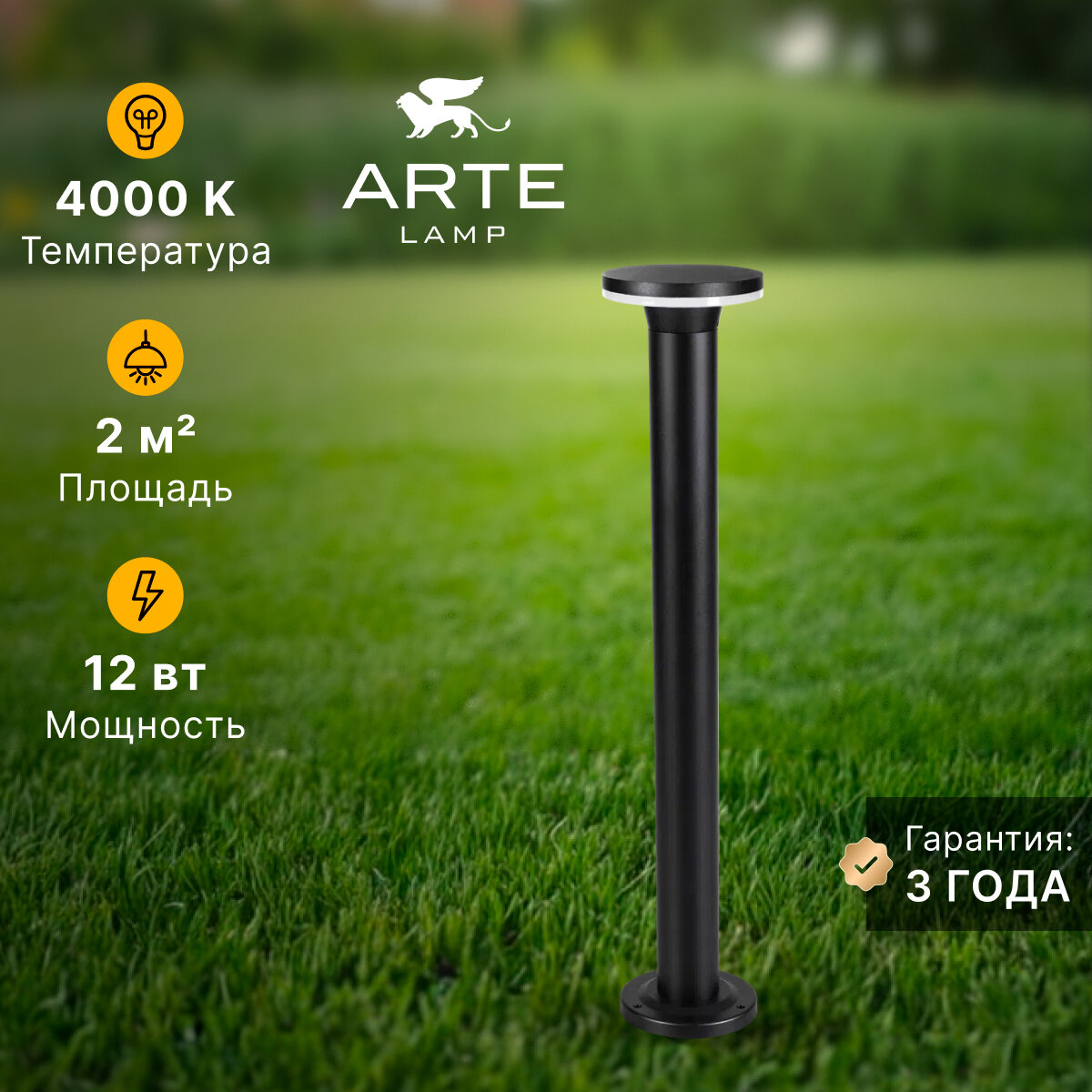 Ландшафтный светильник Arte Lamp AMSTERDAM A1212PA-1BK LED чёрный
