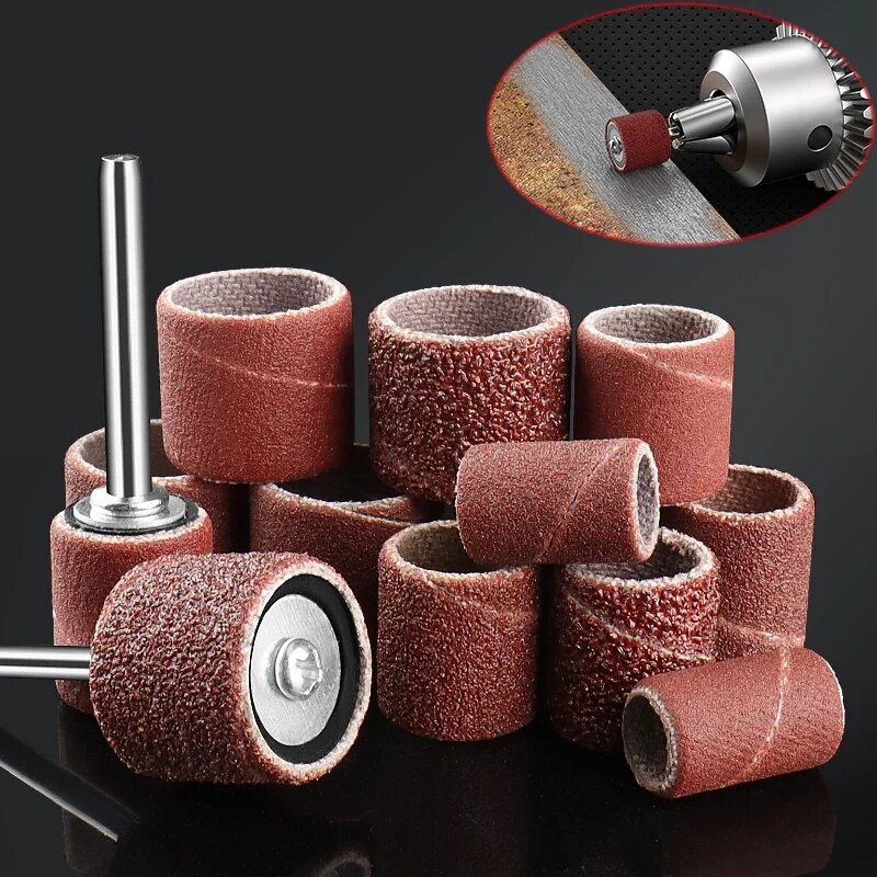 Комплект шлифовальных барабанов и лент 80-600 grit для Dremel, 2Pcs 3.17mm Shank, 6.35mm(50Pcs), 80