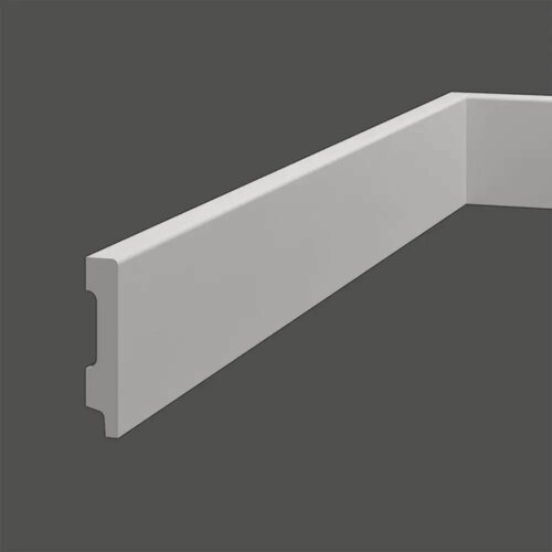 Изображение товара Плинтус напольный Paolo Arte Kr025P ударопрочный 80x16x2000мм, под окраску, белый, 3 шт.