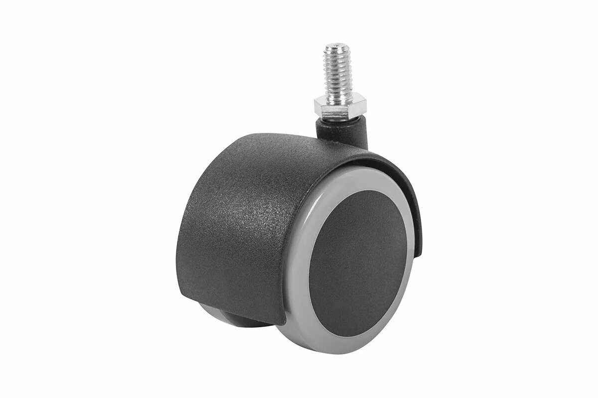 Tech-Krep Колесо мебельное поворотное обрезиненное пластиковое черного цвета резьба М8 D40