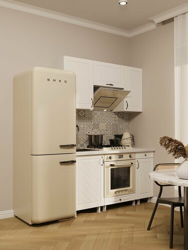 Изображение товара Мебельный РАЙ Кухонный гарнитур 1,5 м с окапом и модулем под духовой шкаф МДФ арктик со столешницей для дома и дачи