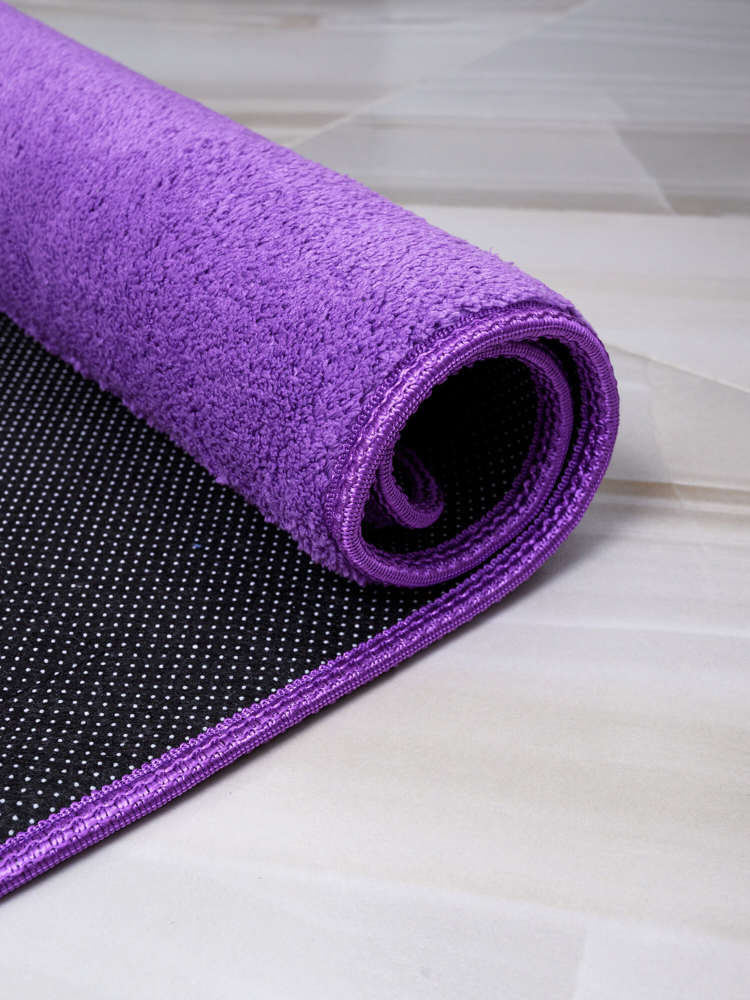 Коврик для ванной комнаты 60х100см, фиолетовый, ворс, прямоугольный — фото 1