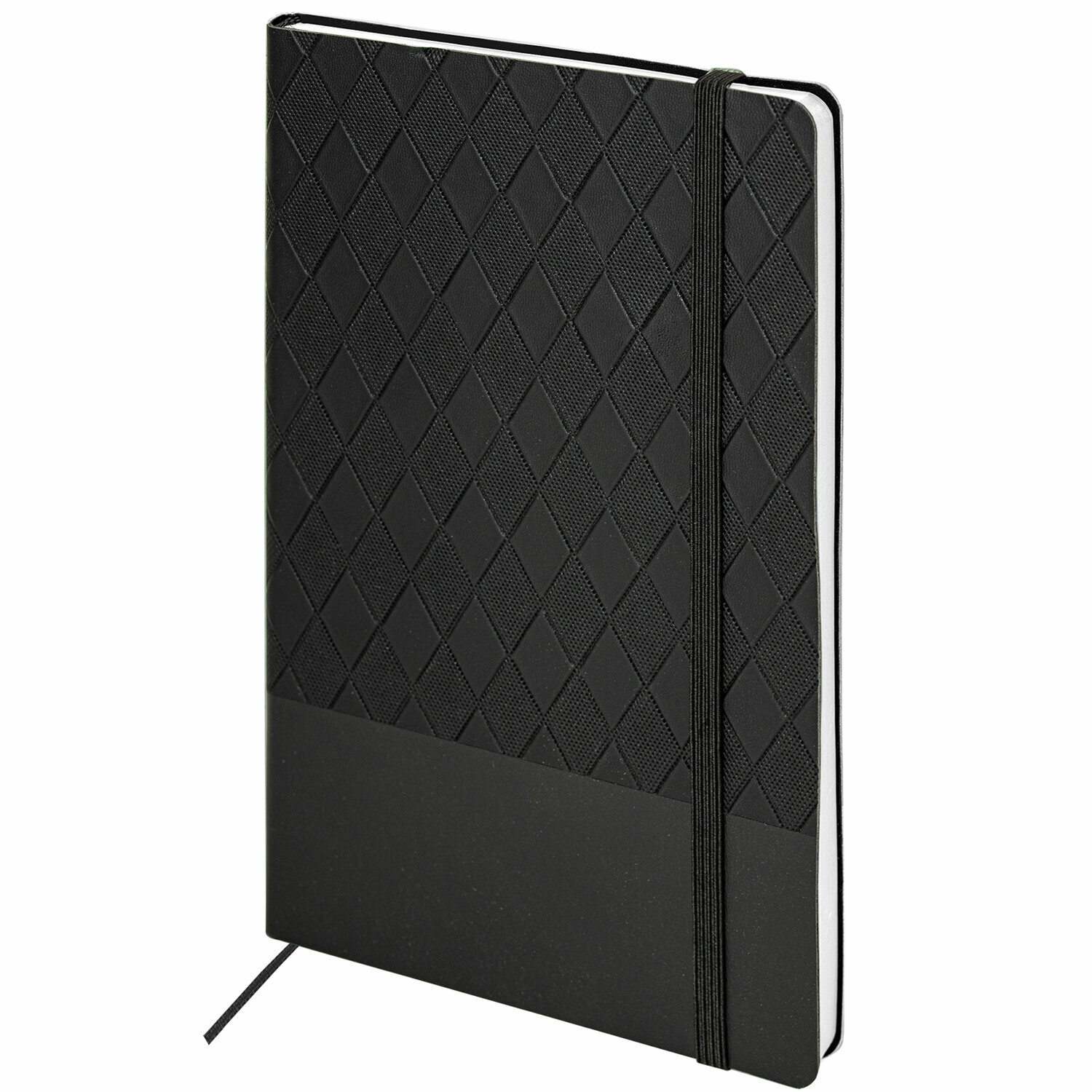 Блокнот Brauberg "Tissage", А5 138х213 мм, под кожу, 80 листов, резинка, клетка, черный