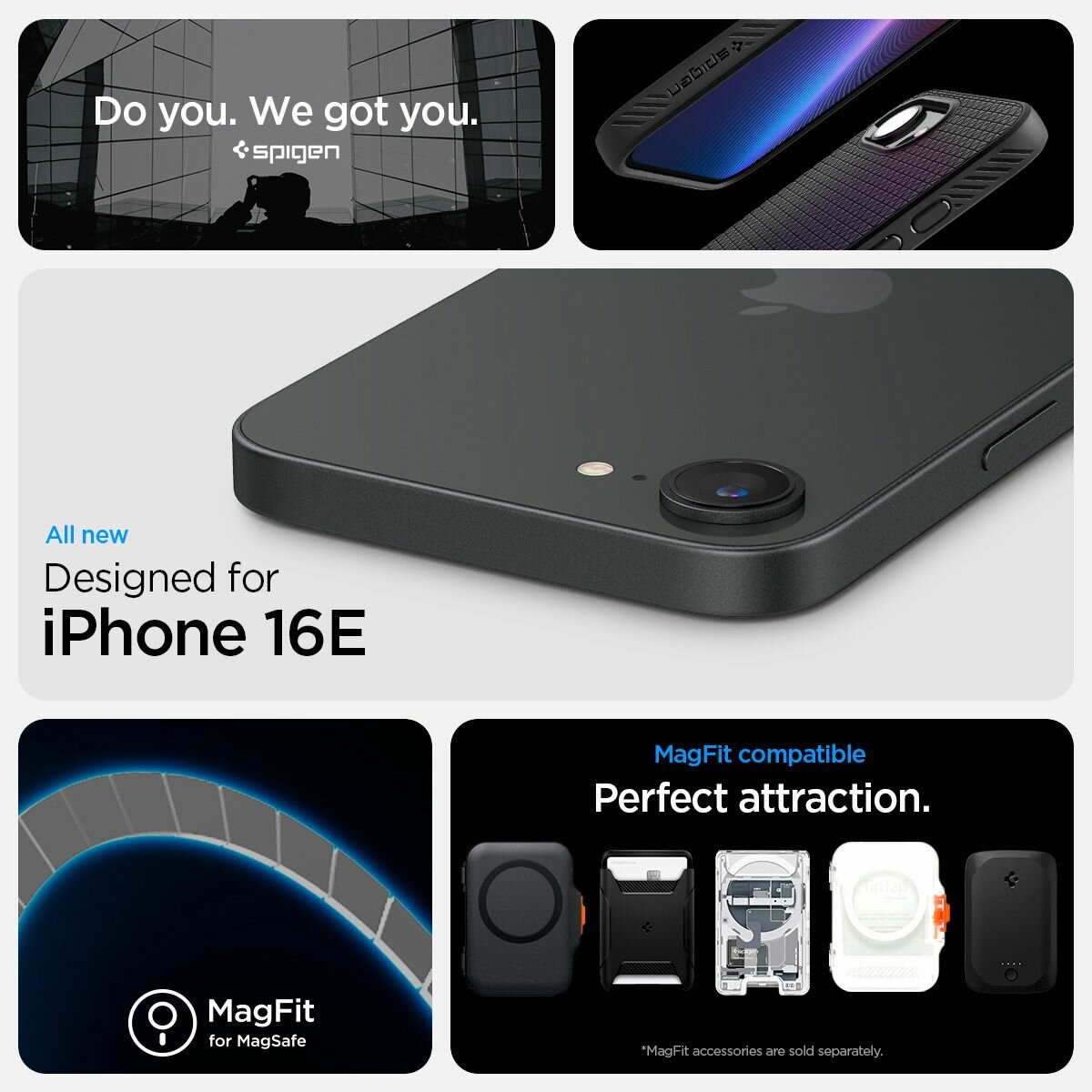 Чехол Spigen на iPhone 16e (ACS09151) Liquid Air MagSafe / Спиген чехол для Айфон 16е Матовый чёрный — фото 1